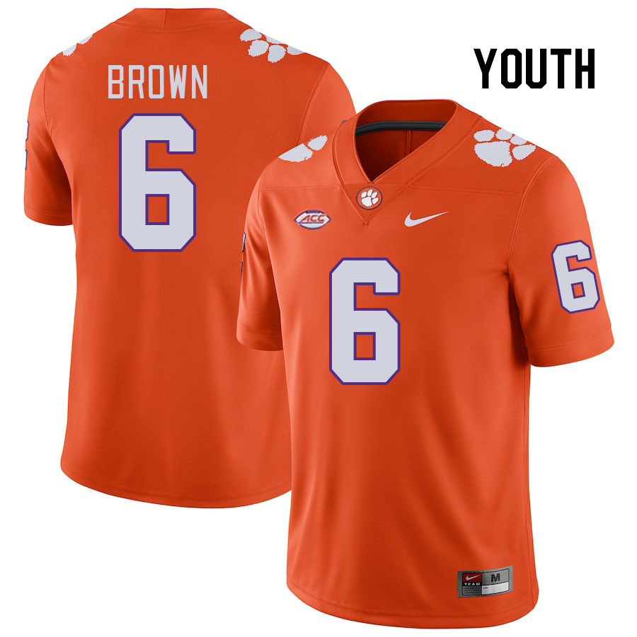 Youth Clemson Tigers Tyler Brown #6 College Orange NCAA Authentic Football Stitched Jersey 23VH30AV